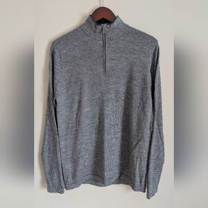 Patrick Assaraf Grey Quarter Zip Pulloelver. Extra Fine Merino Wool, Size XL